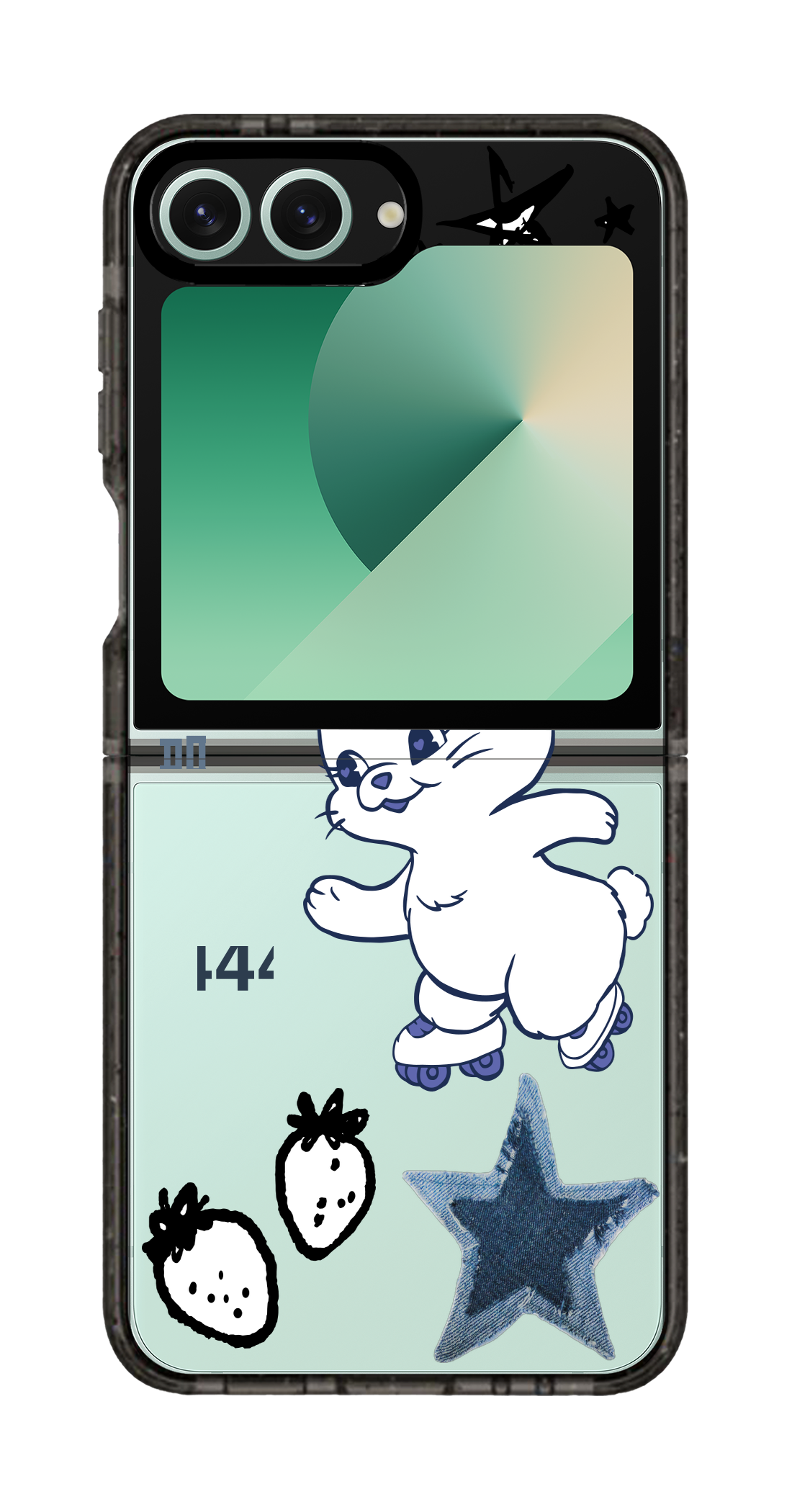 PixVoices rendered material preview - 2352 - Clear Black Galaxy Flip Case