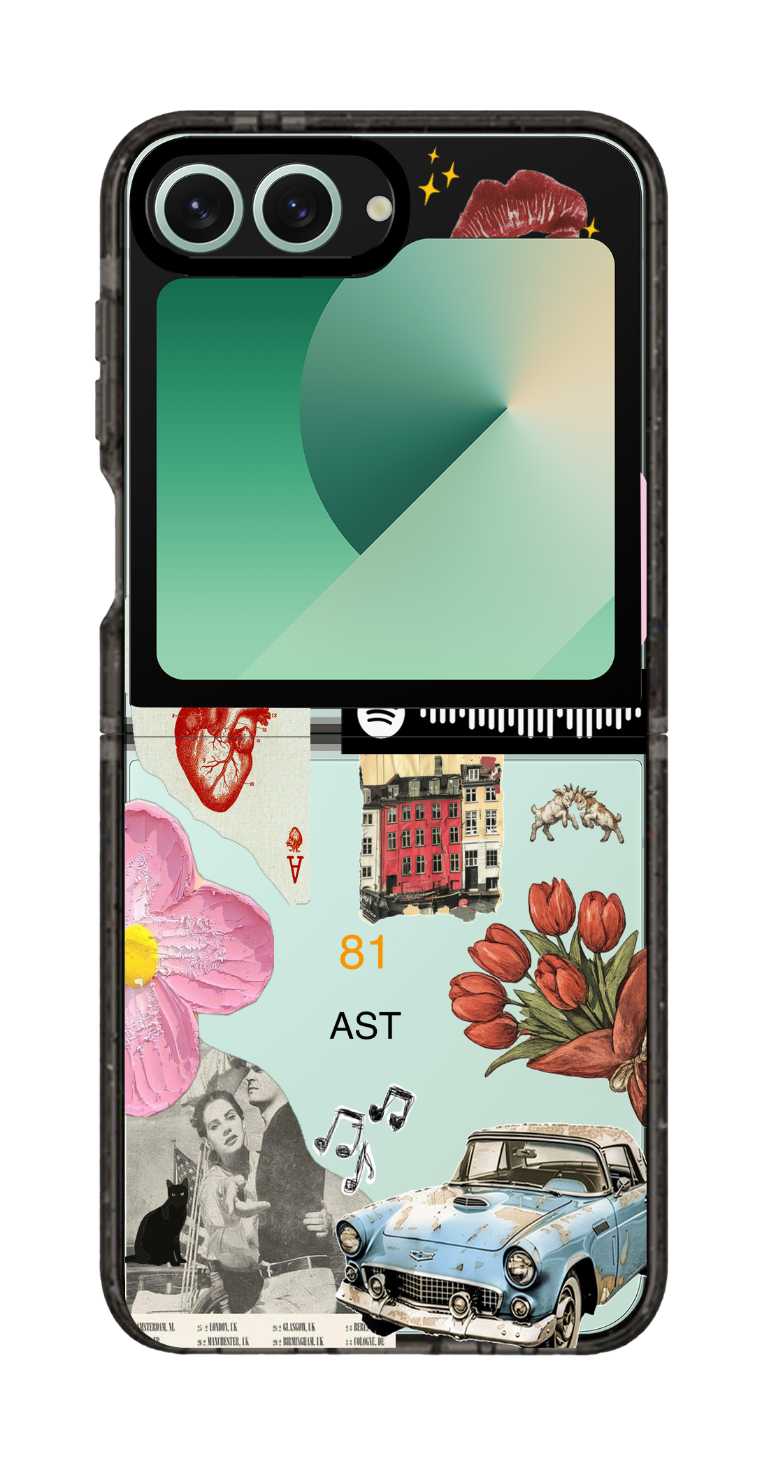 PixVoices rendered material preview - 6981 - Clear Black Galaxy Flip Case