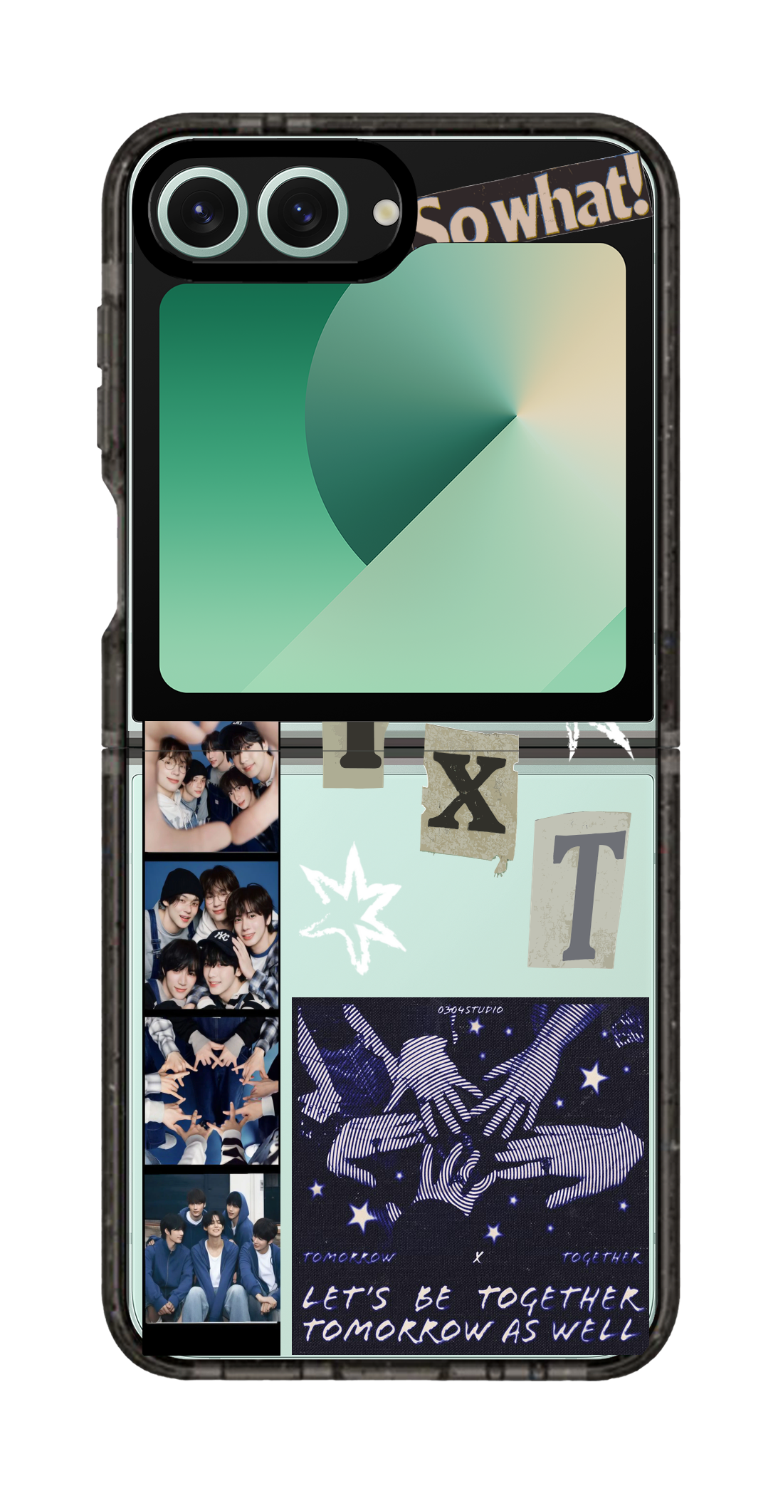PixVoices rendered material preview - 7061 - Clear Black Galaxy Flip Case