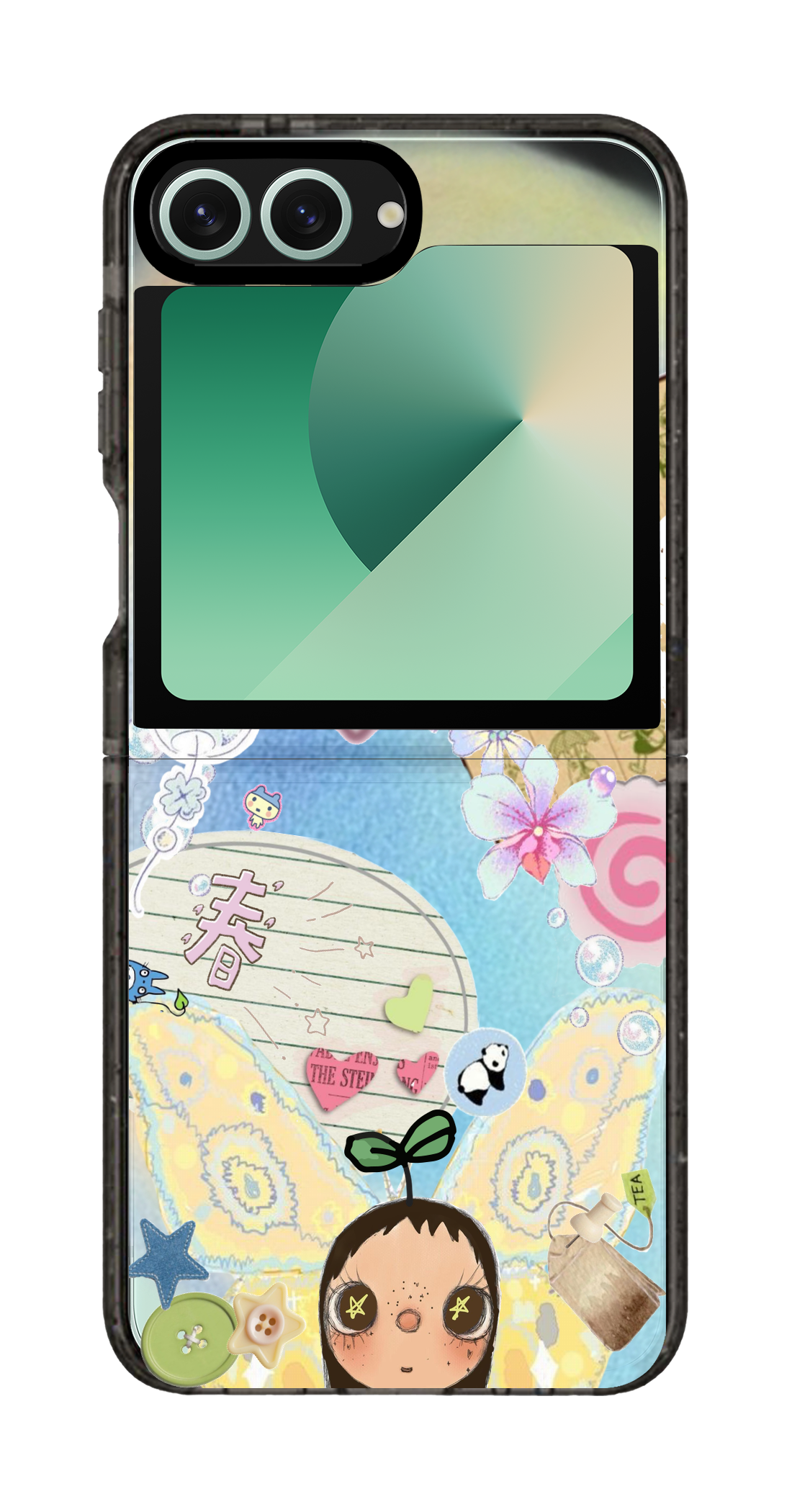 PixVoices rendered material preview - 2330 - Clear Black Galaxy Flip Case