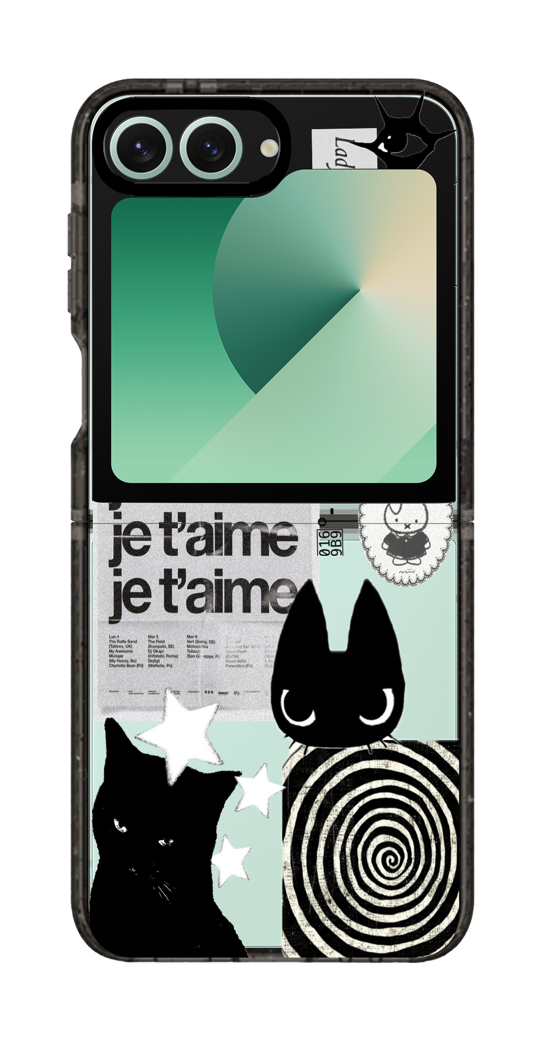 PixVoices rendered material preview - 2241 - Clear Black Galaxy Flip Case
