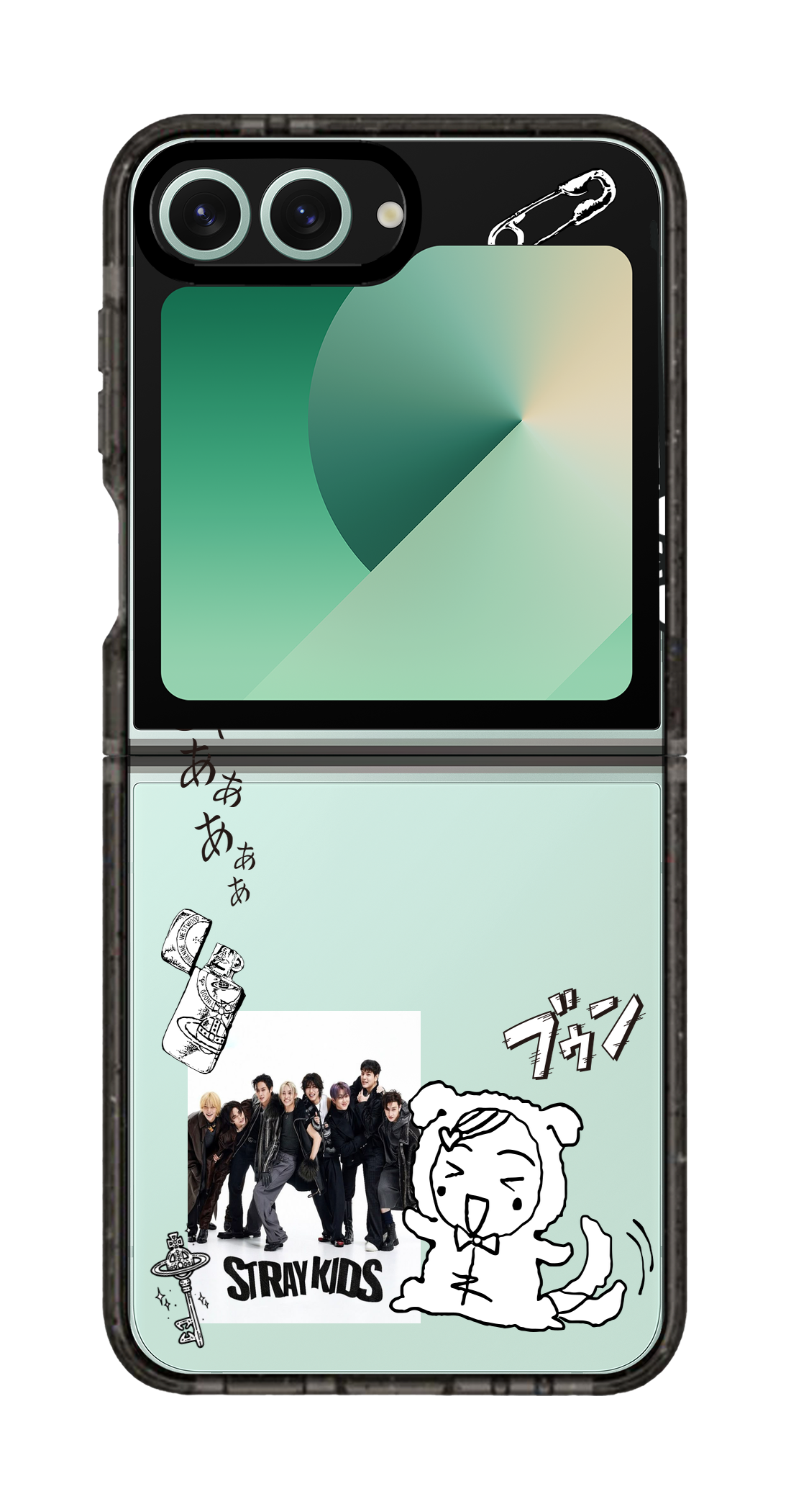 PixVoices rendered material preview - 2188 - Clear Black Galaxy Flip Case