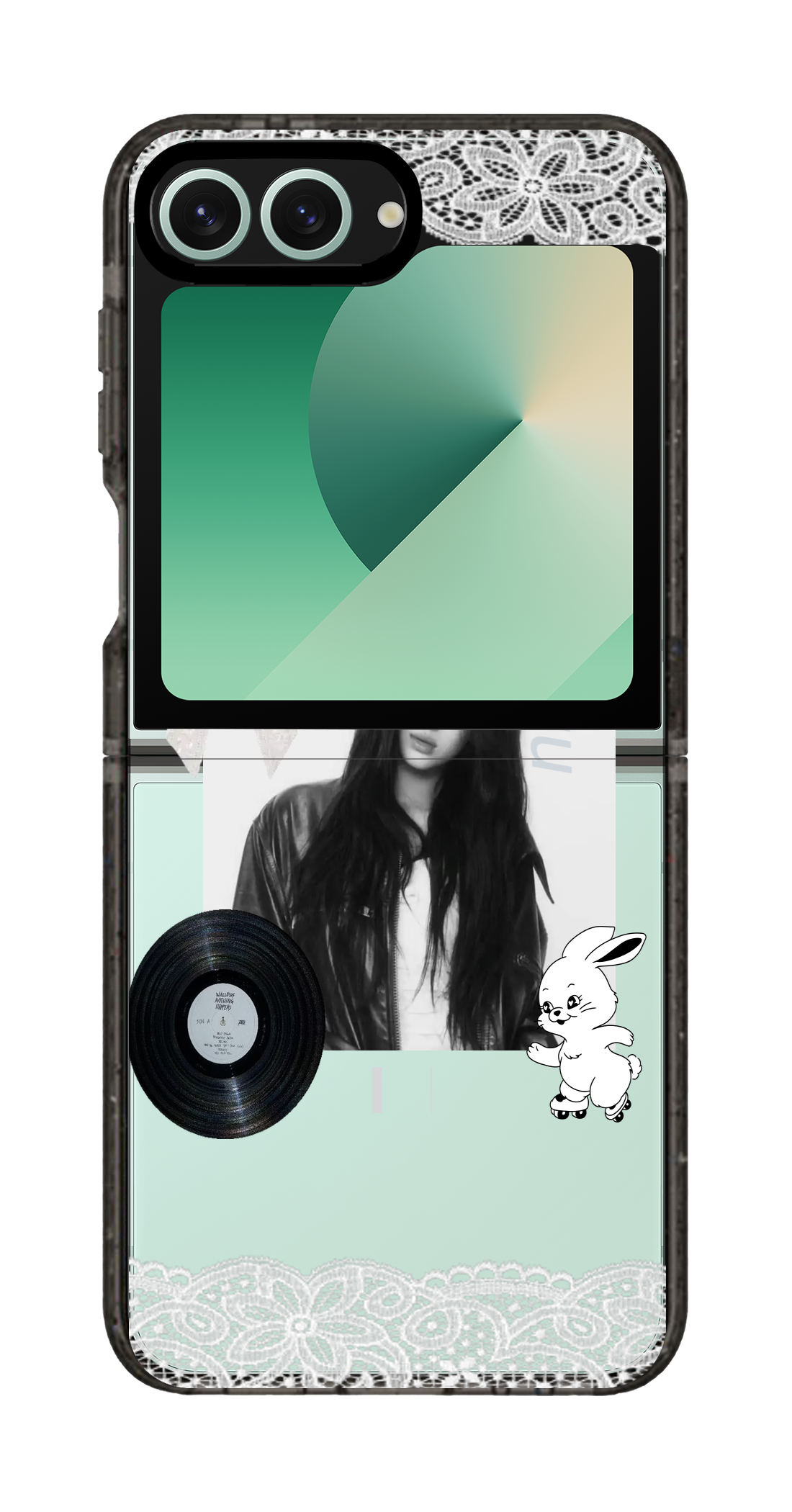 PixVoices rendered material preview - 2124 - Clear Black Galaxy Flip Case