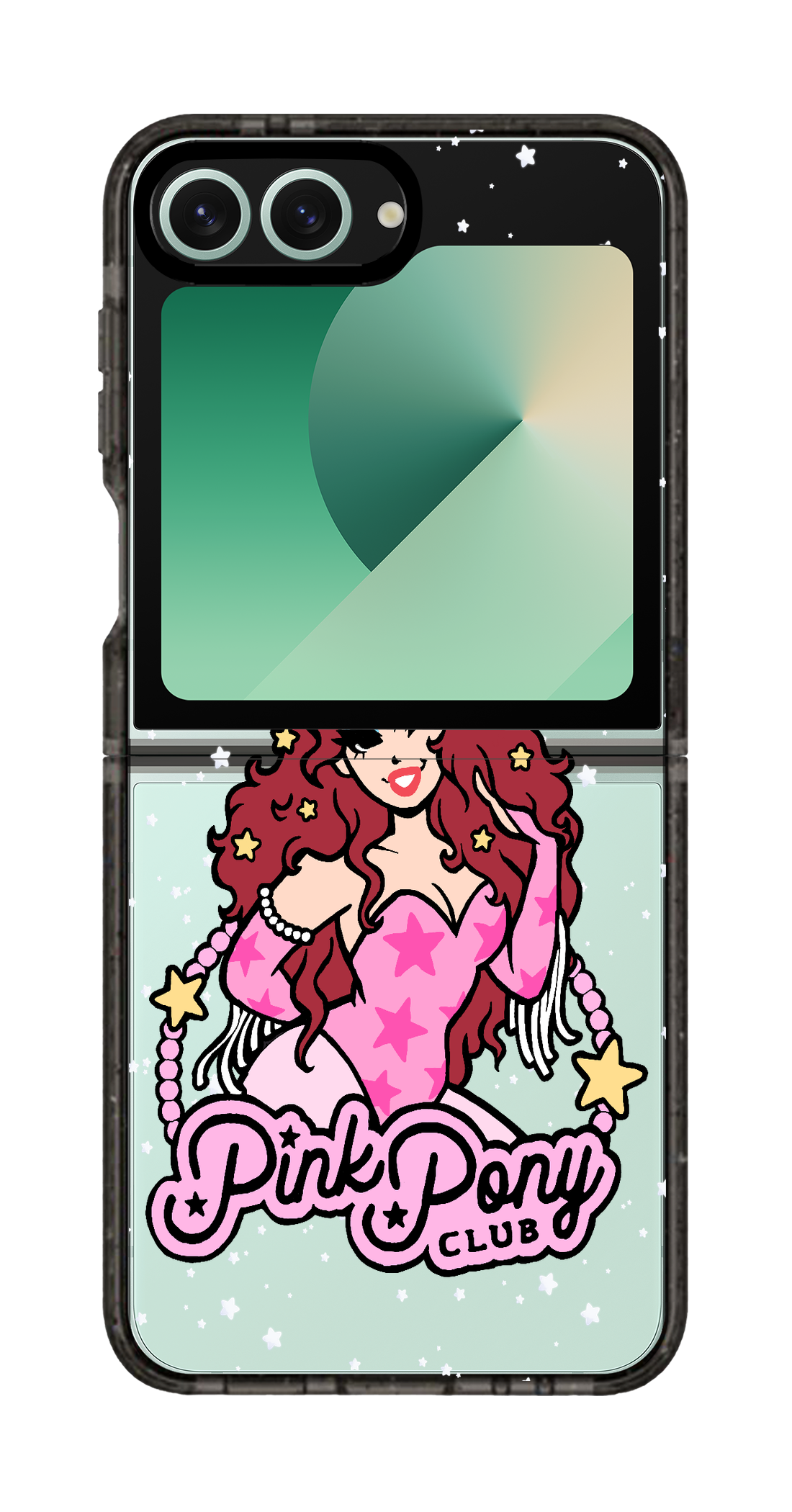 PixVoices rendered material preview - 2095 - Clear Black Galaxy Flip Case