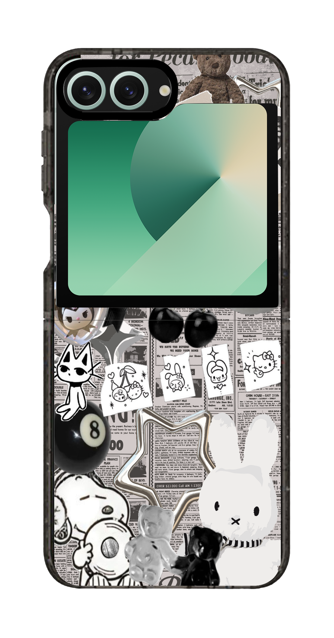 PixVoices rendered material preview - 1986 - Clear Black Galaxy Flip Case