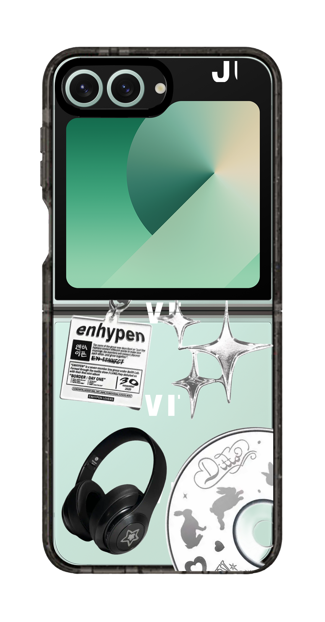 PixVoices rendered material preview - 1980 - Clear Black Galaxy Flip Case