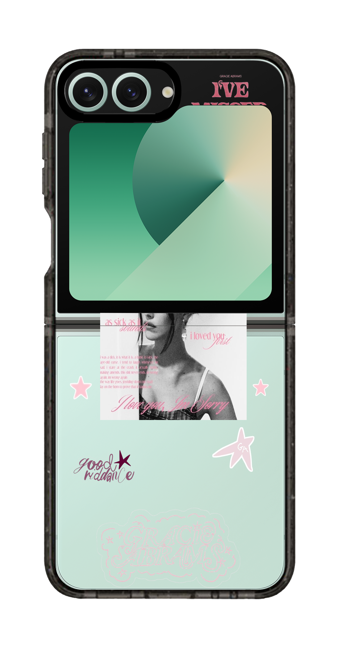 PixVoices rendered material preview - 1752 - Clear Black Galaxy Flip Case