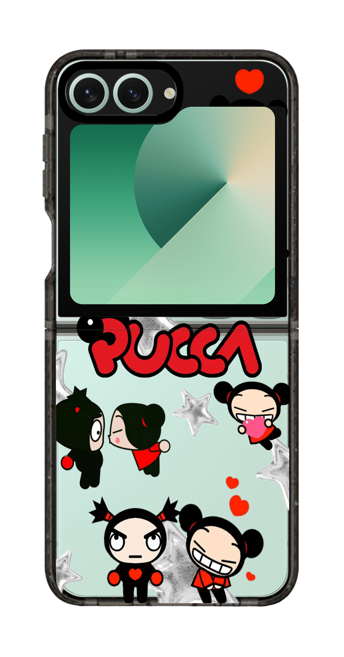 PixVoices rendered material preview - 1632 - Clear Black Galaxy Flip Case