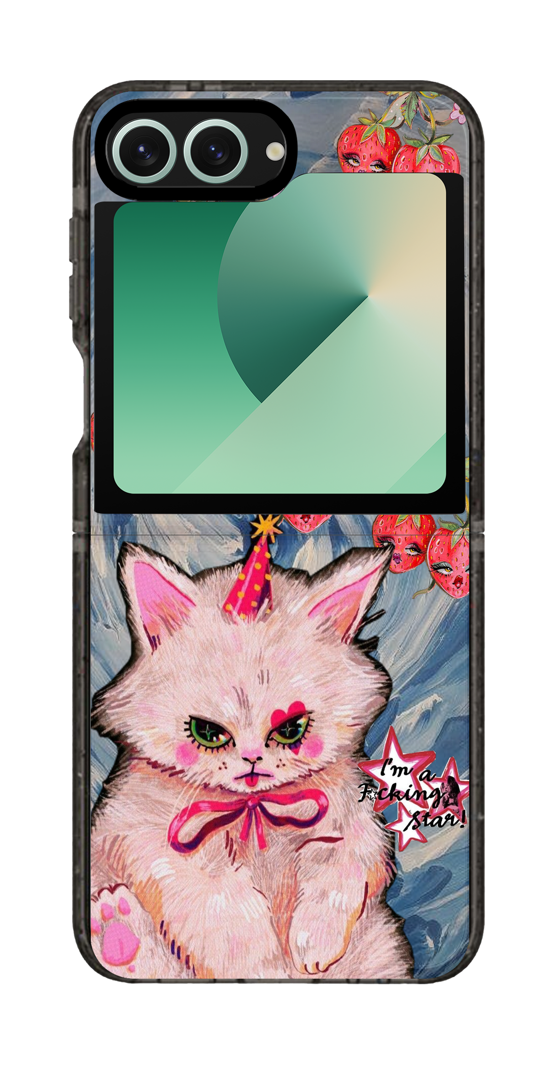 PixVoices rendered material preview - 2205 - Clear Black Galaxy Flip Case