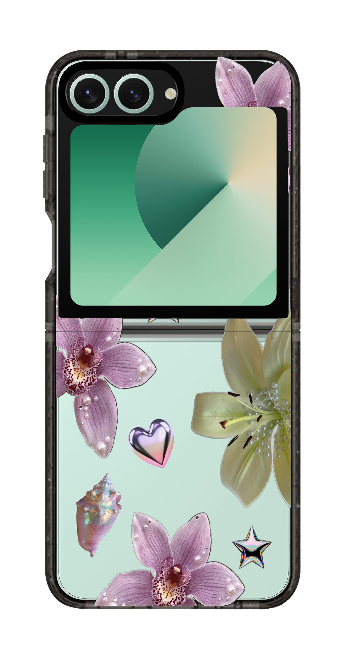 PixVoices rendered material preview - 2072 - Clear Black Galaxy Flip Case