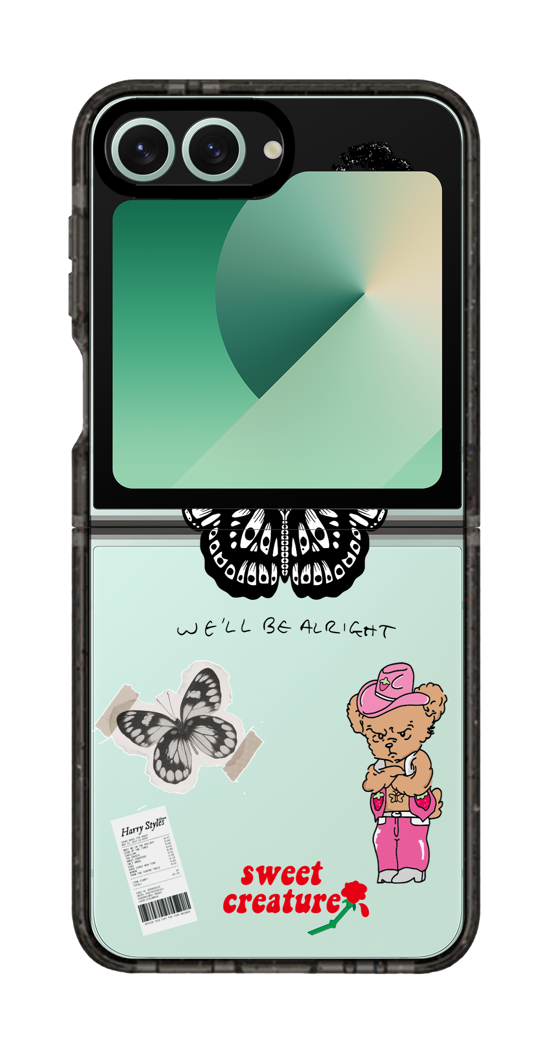 PixVoices rendered material preview - 972 - Clear Black Galaxy Flip Case