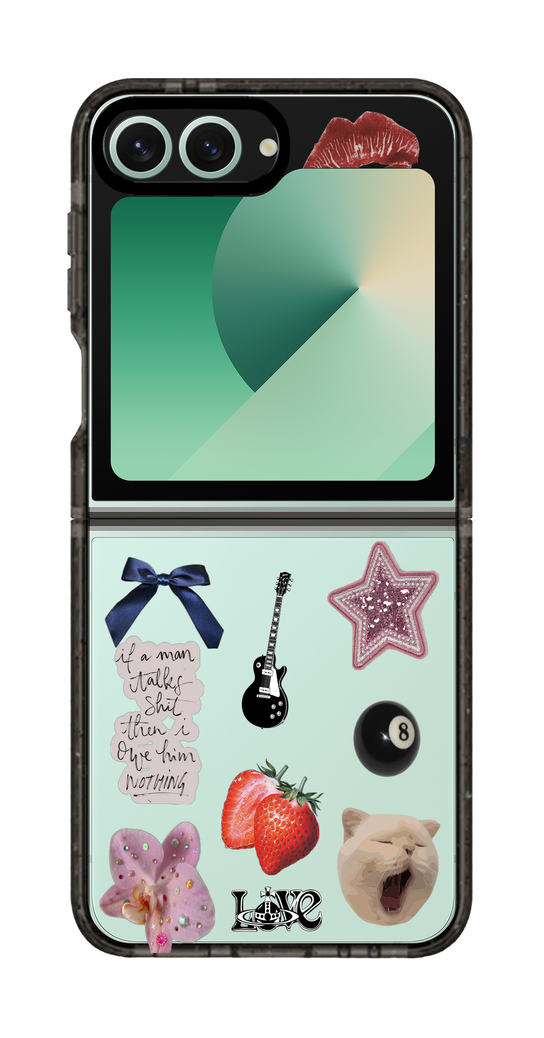 PixVoices rendered material preview - 1096 - Clear Black Galaxy Flip Case