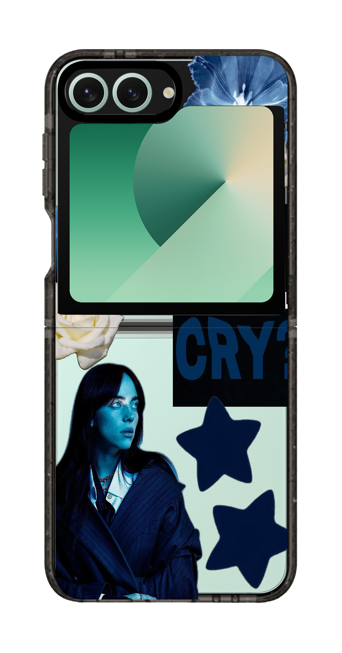 PixVoices rendered material preview - 1123 - Clear Black Galaxy Flip Case