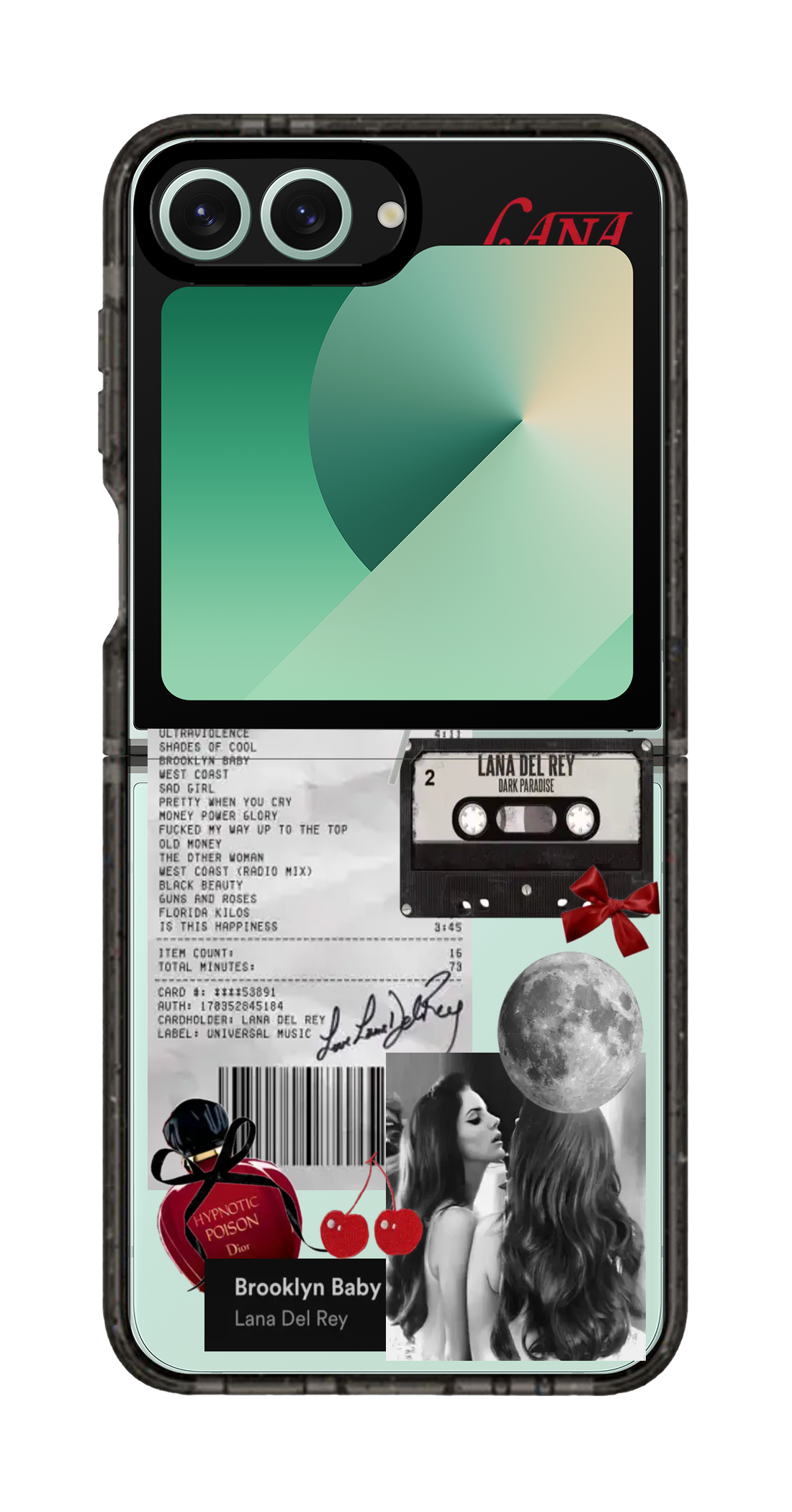 PixVoices rendered material preview - 1302 - Clear Black Galaxy Flip Case