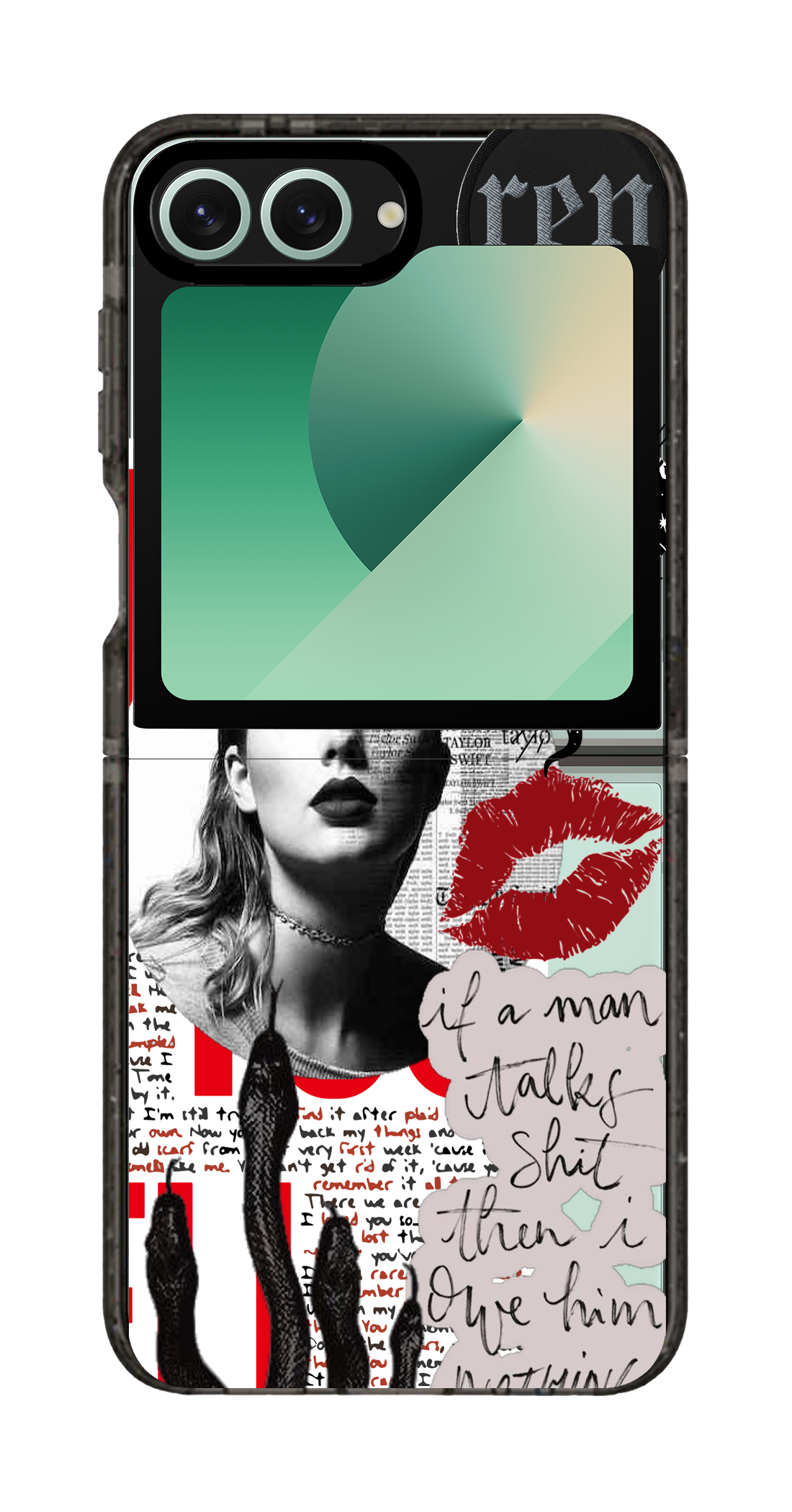 PixVoices rendered material preview - 1316 - Clear Black Galaxy Flip Case