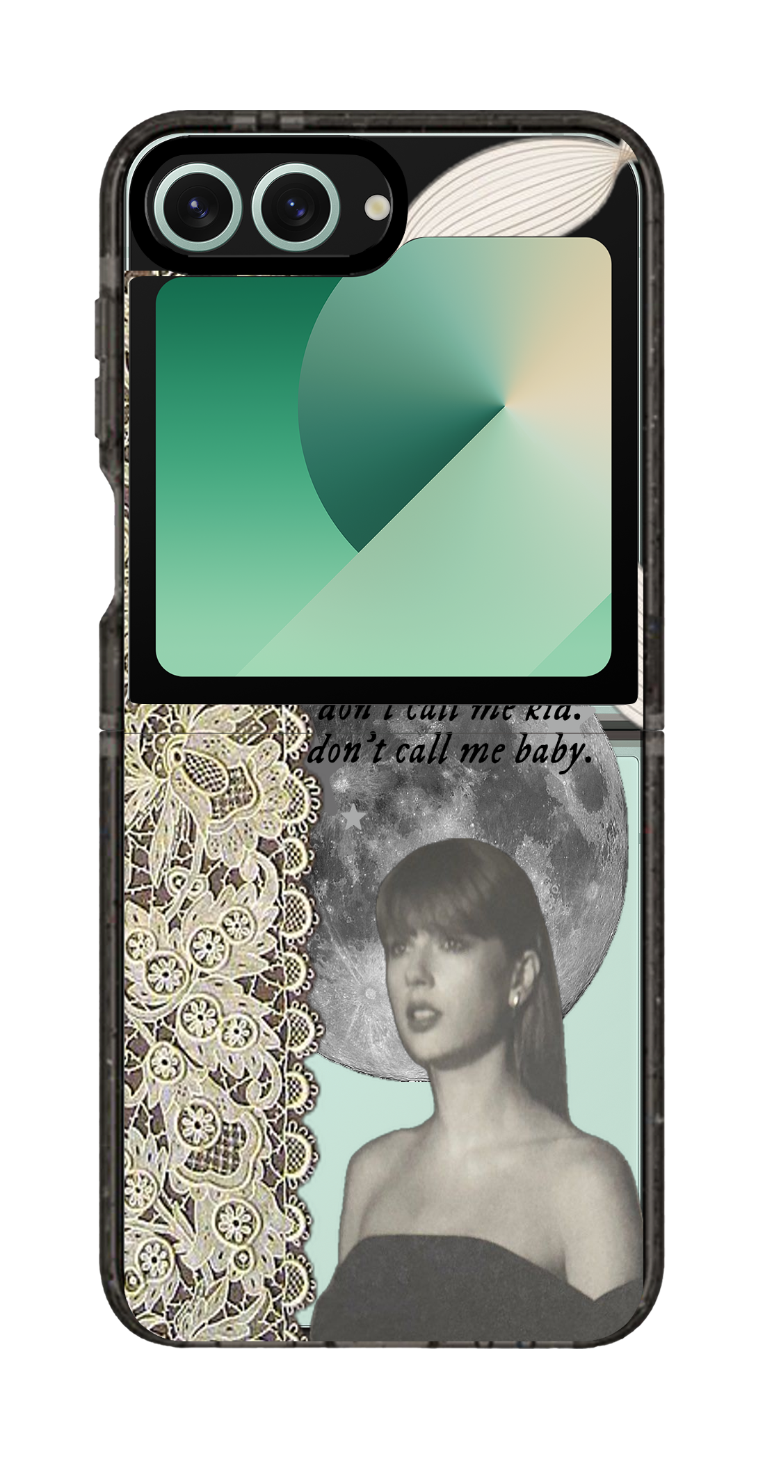 PixVoices rendered material preview - 1320 - Clear Black Galaxy Flip Case