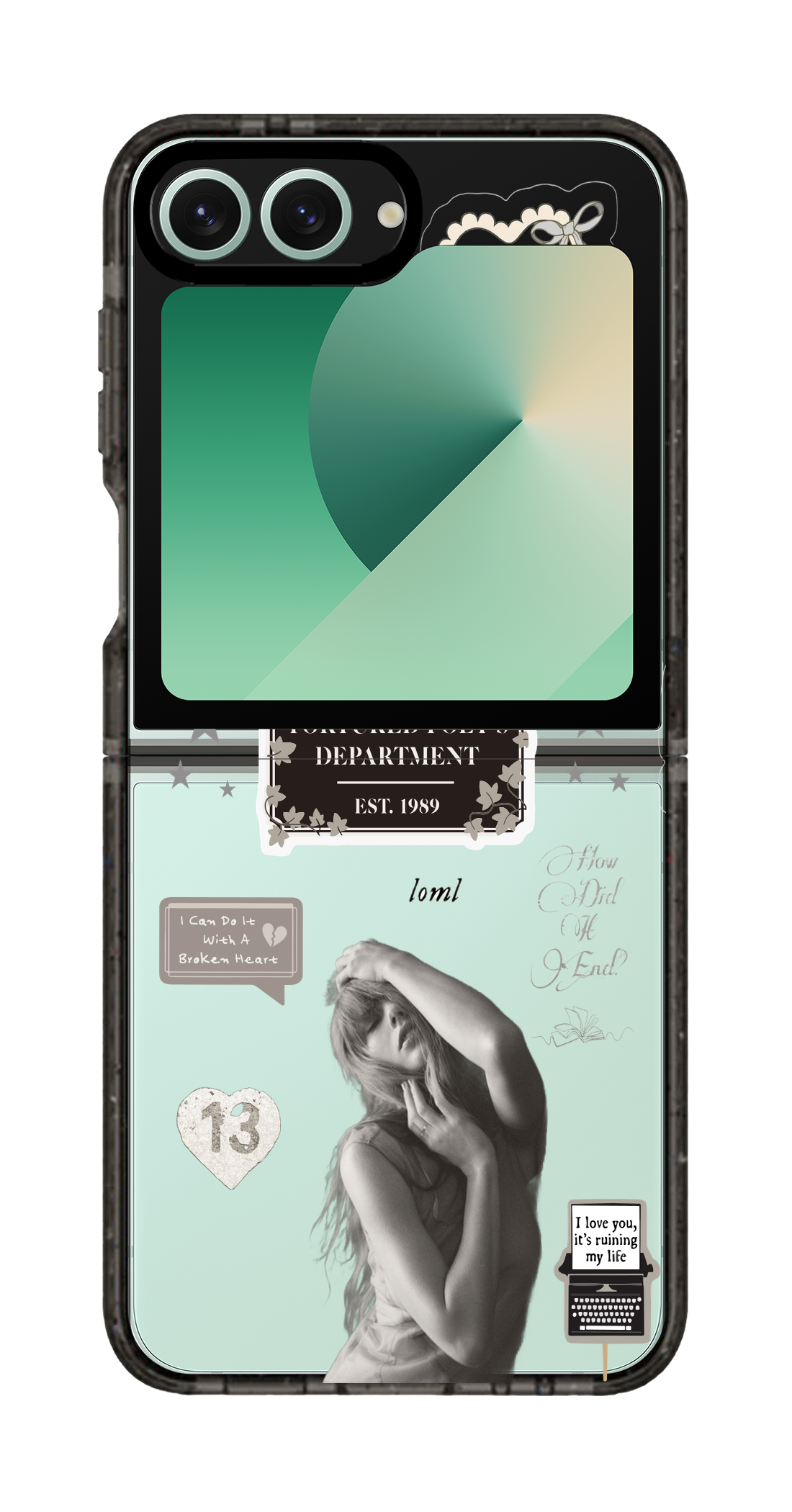 PixVoices rendered material preview - 1336 - Clear Black Galaxy Flip Case