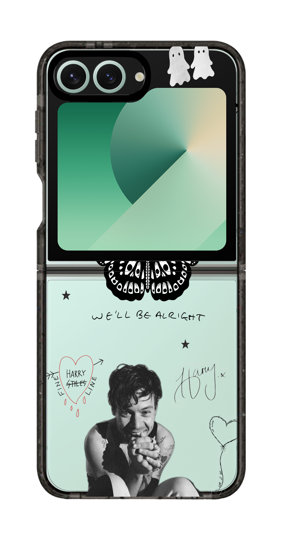 PixVoices rendered material preview - 1353 - Clear Black Galaxy Flip Case