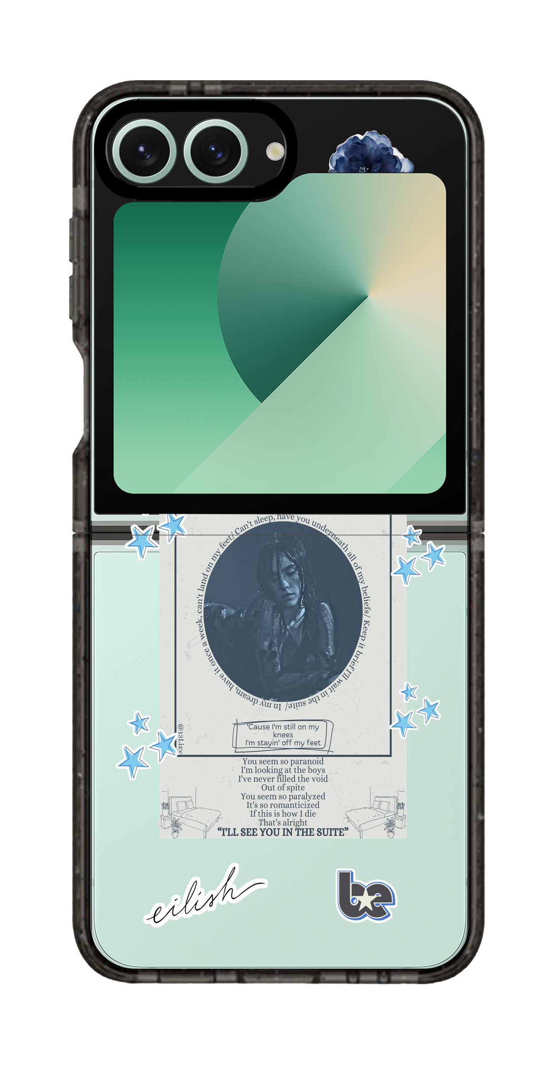 PixVoices rendered material preview - 1522 - Clear Black Galaxy Flip Case