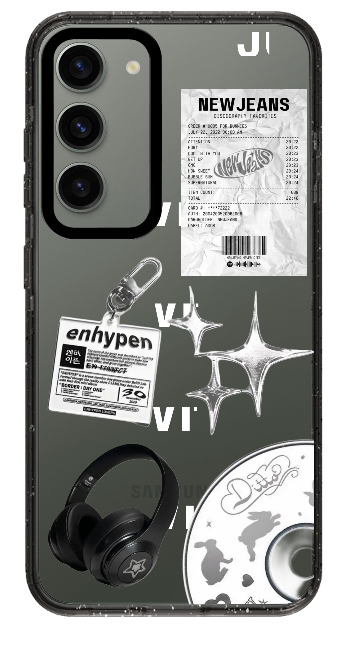 PixVoices rendered material preview - 1980 - Clear Black Samsung Case