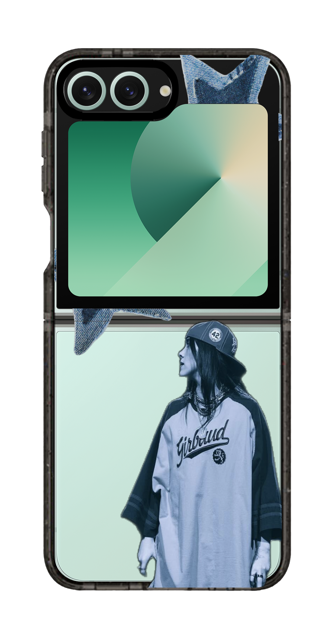 PixVoices rendered material preview - 4839 - Clear Black Galaxy Flip Case