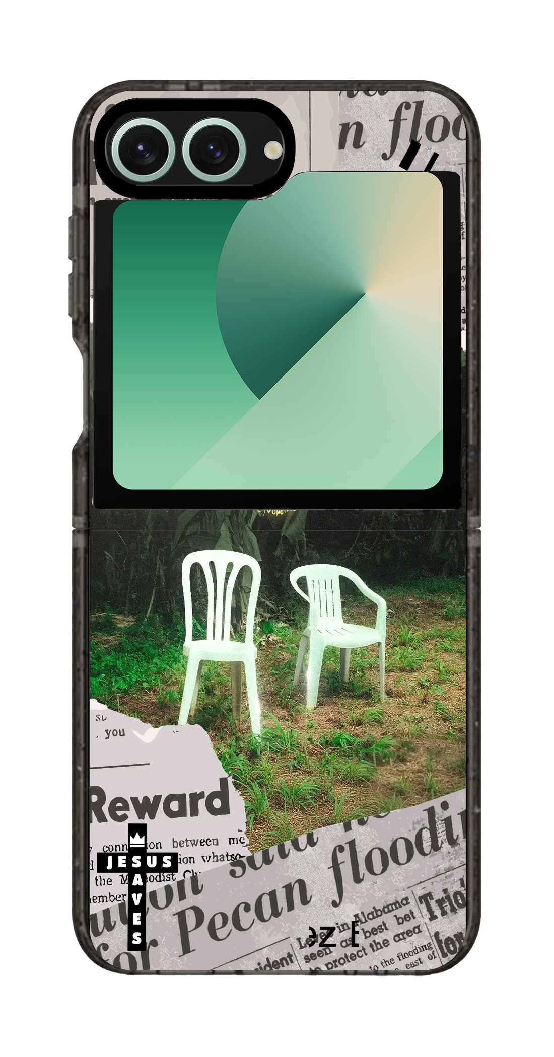 PixVoices rendered material preview - 4872 - Clear Black Galaxy Flip Case