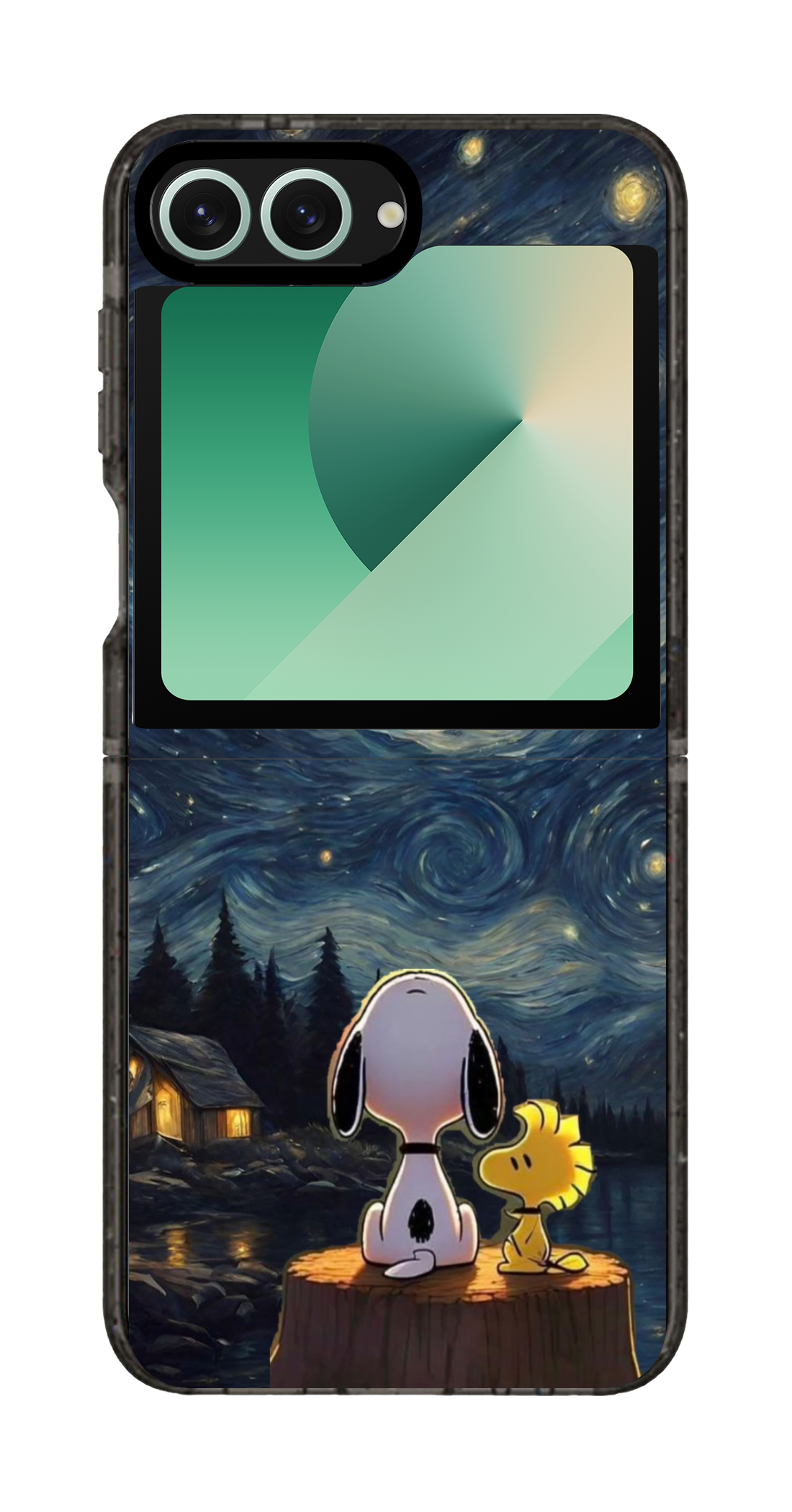 PixVoices rendered material preview - 5113 - Clear Black Galaxy Flip Case
