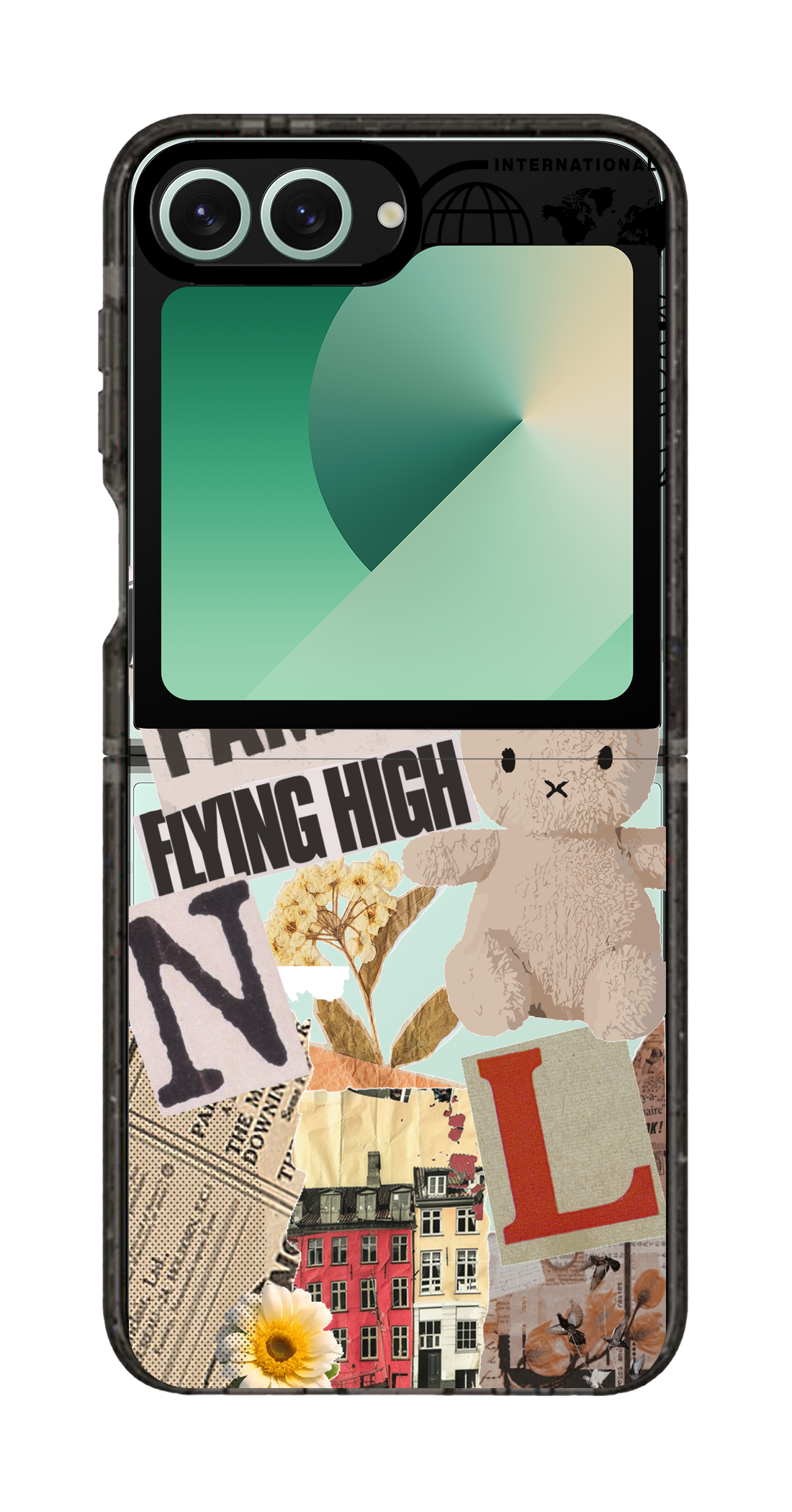 PixVoices rendered material preview - 5174 - Clear Black Galaxy Flip Case