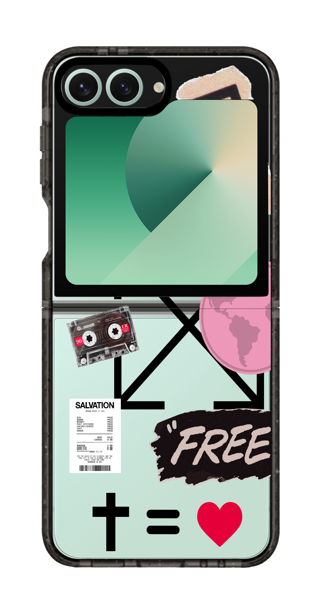 PixVoices rendered material preview - 5211 - Clear Black Galaxy Flip Case