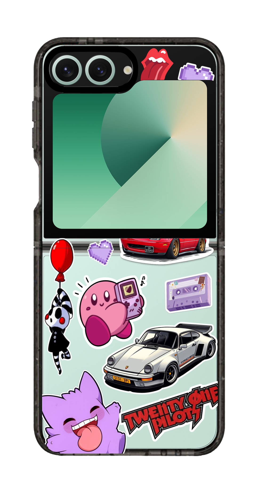 PixVoices rendered material preview - 5212 - Clear Black Galaxy Flip Case