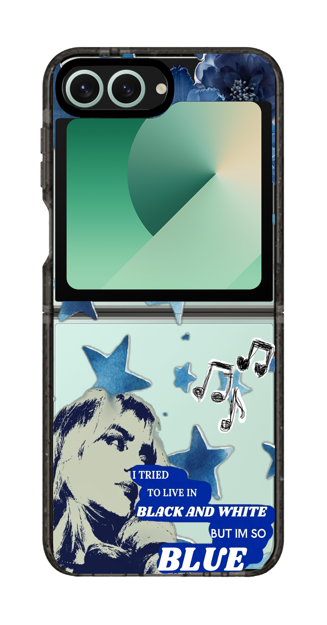 PixVoices rendered material preview - 5266 - Clear Black Galaxy Flip Case
