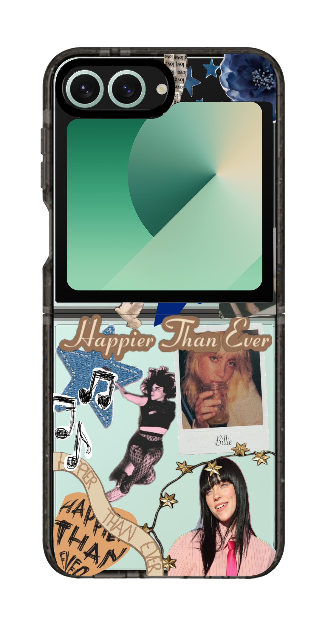 PixVoices rendered material preview - 5422 - Clear Black Galaxy Flip Case