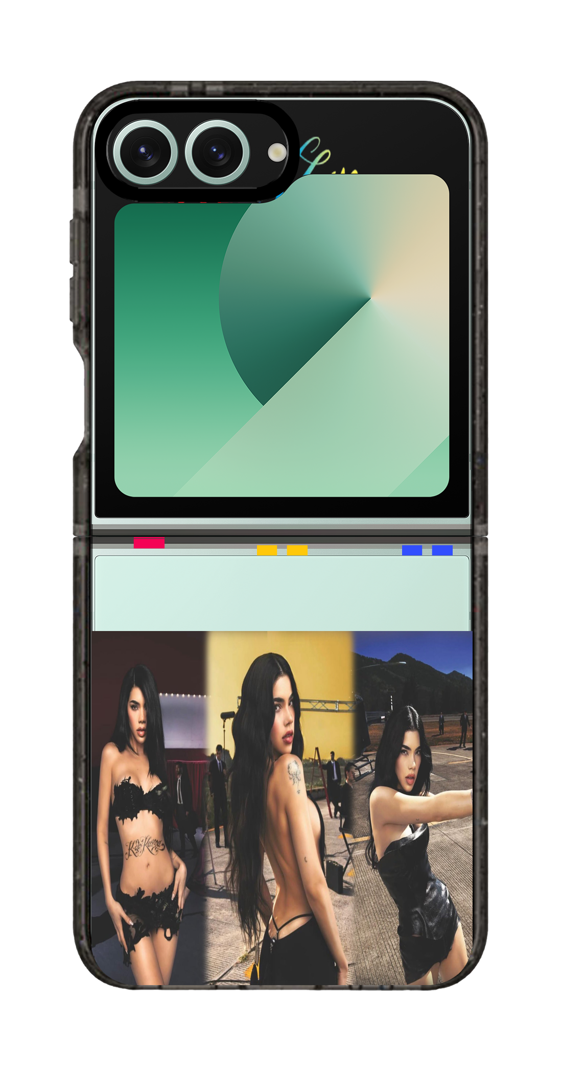 PixVoices rendered material preview - 5446 - Clear Black Galaxy Flip Case