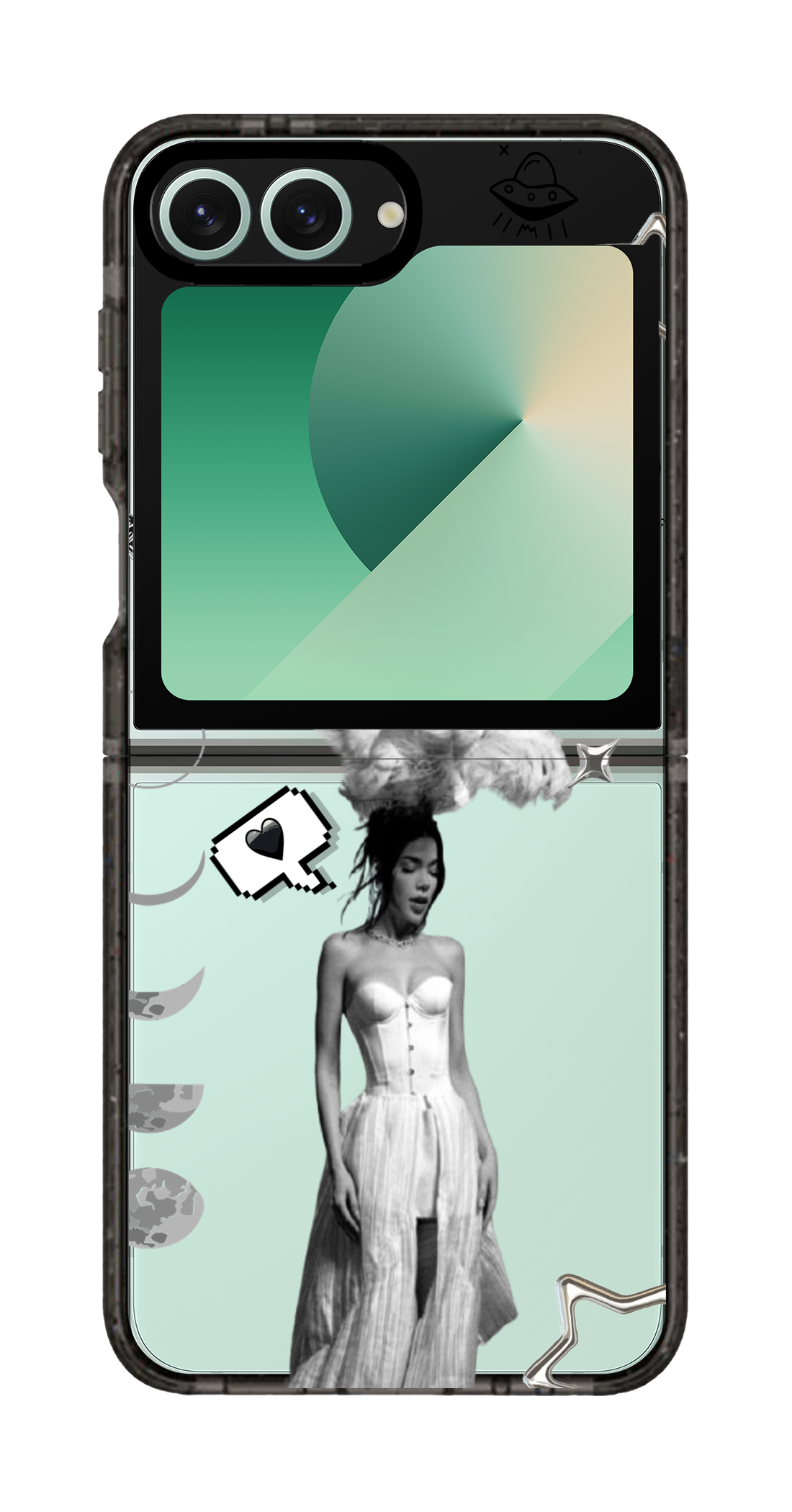 PixVoices rendered material preview - 5447 - Clear Black Galaxy Flip Case