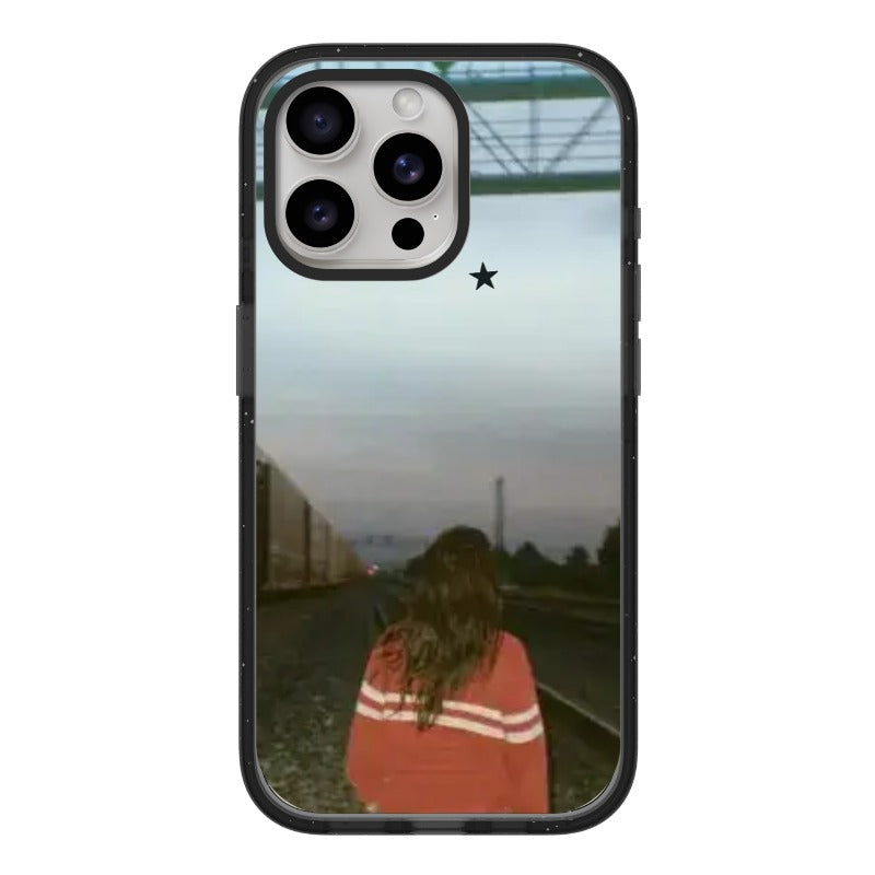Custom Phone Case – Red Hoodie & Railroad Solitude [1273]