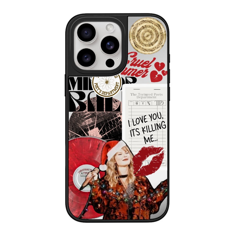 Customizable Tortured Love Aesthetic Phone Case – Red Vinyl Collage [1327]