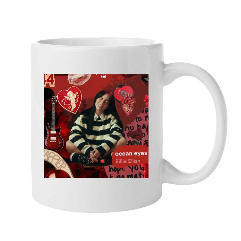 Custom Red Billie Collage Mug – Ocean Eyes Edition [32]