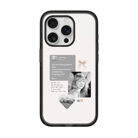 Custom Invisible String Lyric Phone Case – Soft Beige iPhone & Samsung Collage Design [1622]
