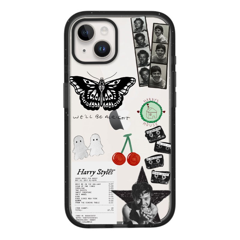 Customizable Harry Styles Aesthetic iPhone Case – Black & White Lyric Collage
