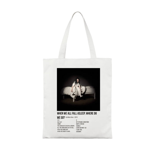 Custom Tote Bag - Billie Inspired Design, When We All Fall Asleep Album, Dark Pop Aesthetic [1421]