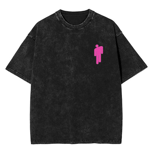 Custom Pink Icon Grunge Washed T-shirt [1363]