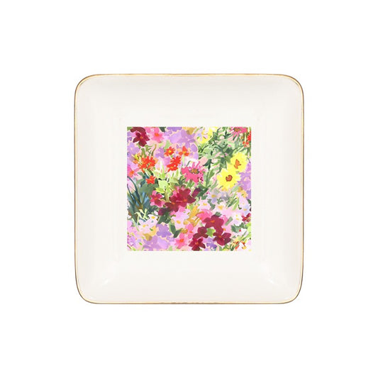 Colorful Floral Ceramic Jewelry Tray Watercolor Design editable Pixvoices design template