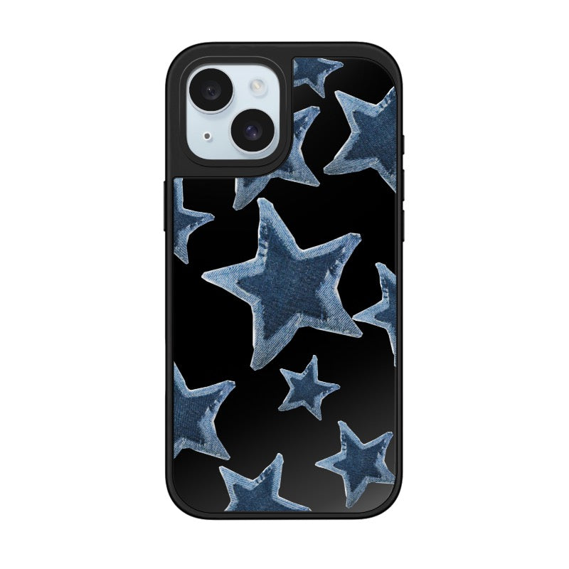 Denim Stars Phone Case Blue Texture editable Pixvoices design template